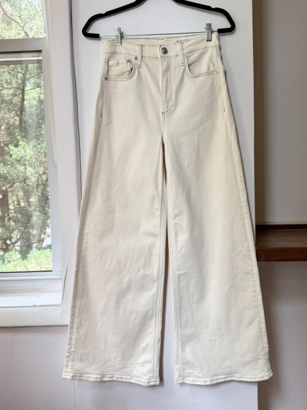 Rag & Bone Sofie High-Rise Ultra Wide-Leg Ankle Jeans Ecru Cream 25
